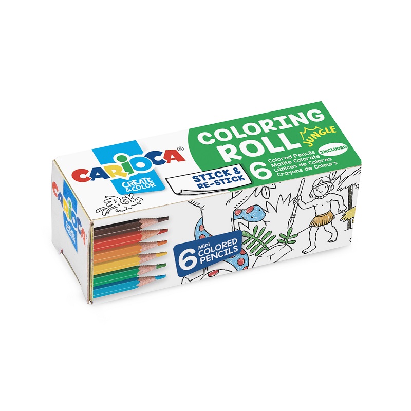 Pastelky CARIOCA Mini 6ks s rolí omalovánek, motivy džungle