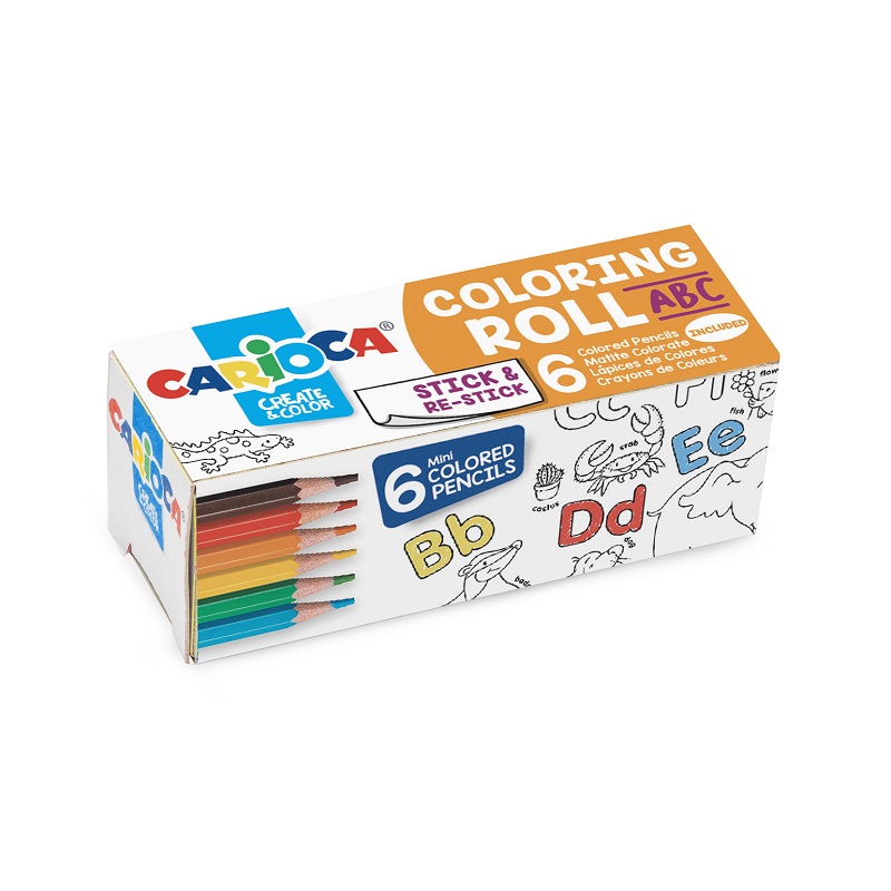 Pastelky CARIOCA Mini 6ks s rolí omalovánek, písmenka
