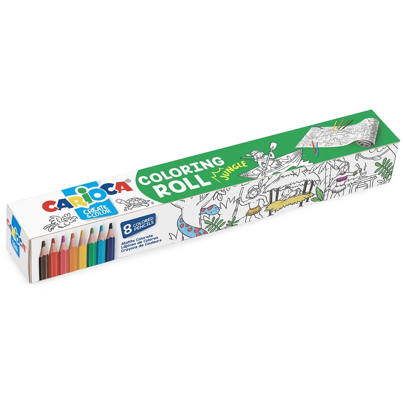 Pastelky CARIOCA 8ks s rolí omalovánek, motivy džungle