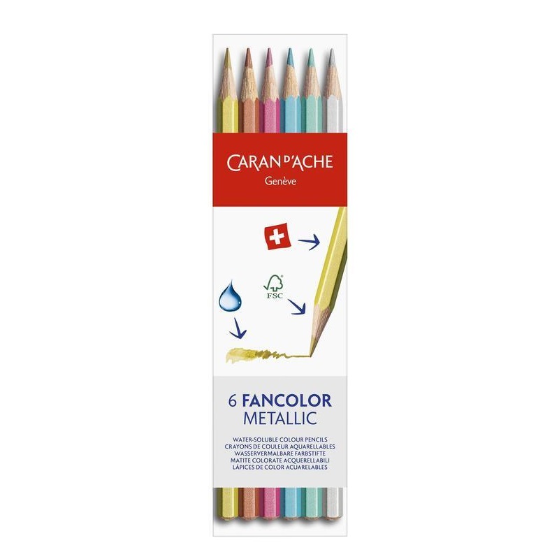 CARAN D'ACHE Pastelky Fancolor CARAN D'ACHE, 6ks metalické