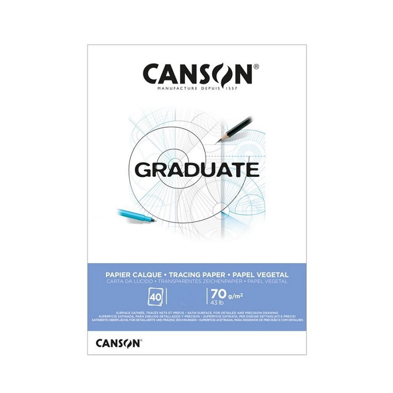 Blok CANSON Graduate Calque pauzovací A4, 40 transparentních listů 70g