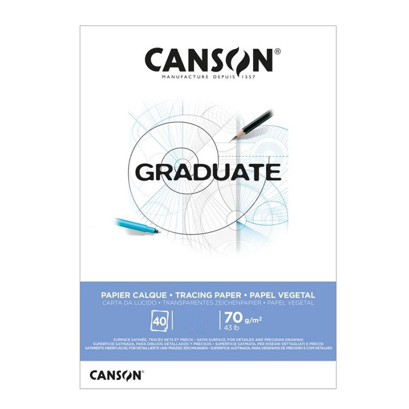 Blok CANSON Graduate Calque pauzovací A3, 40 transparentních listů 70g