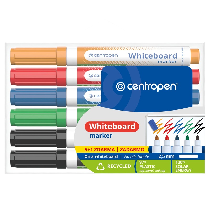 Stíratelný WHITEBOARD silný CENTROPEN 8559/6, kulatý 5ks + 1ks ZDARMA
