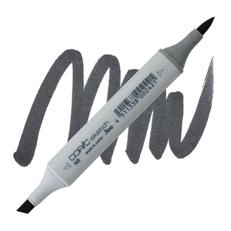 Lihová fixa COPIC Sketch oboustranná Brush & Chisel, N8 Neutral gray 8