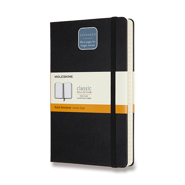 Skicář MOLESKINE tvrdý linkovaný černý Expanded L