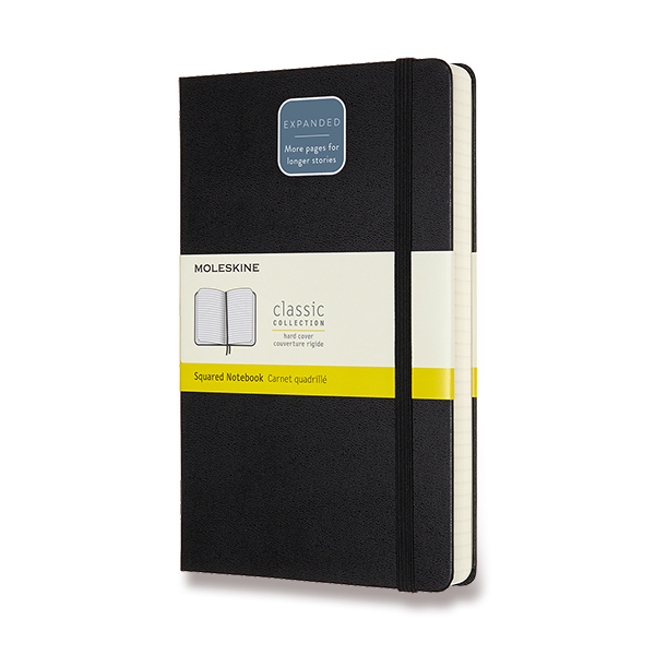 Skicář MOLESKINE tvrdý čtverečkovaný černý Expanded L