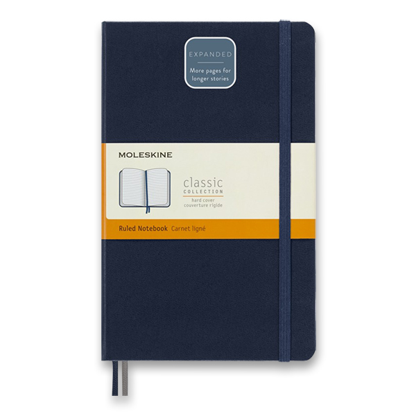 Skicář MOLESKINE tvrdý linkovaný modrý Expanded L