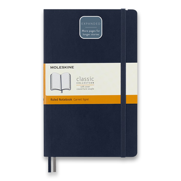 Skicář MOLESKINE měkký linkovaný modrý Expanded L