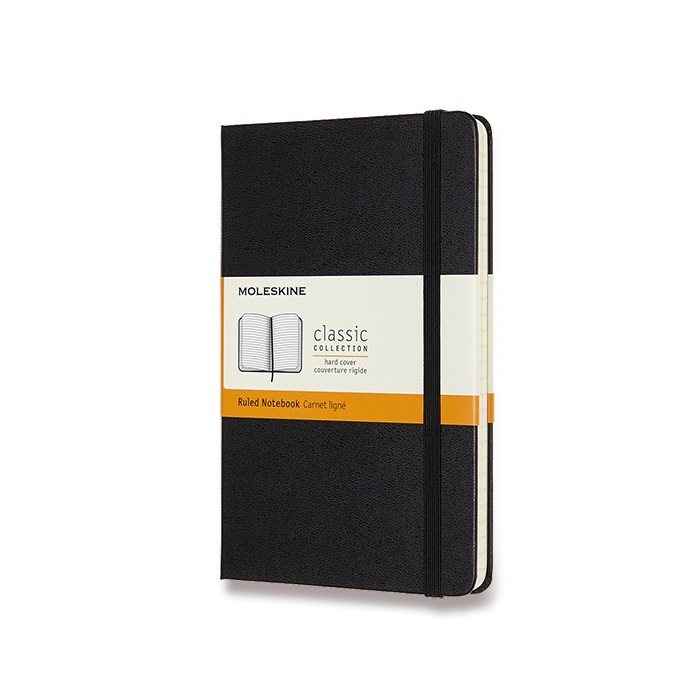 Skicář MOLESKINE tvrdý linkovaný černý M