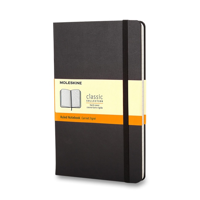 Skicář MOLESKINE tvrdý linkovaný černý L