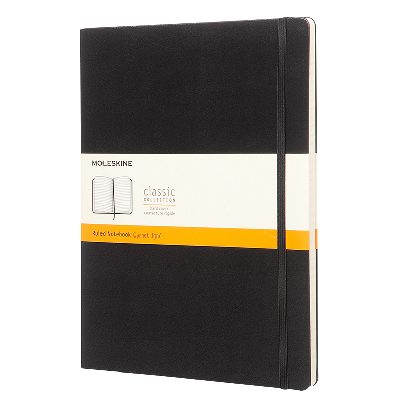 Skicář MOLESKINE tvrdý linkovaný černý XL