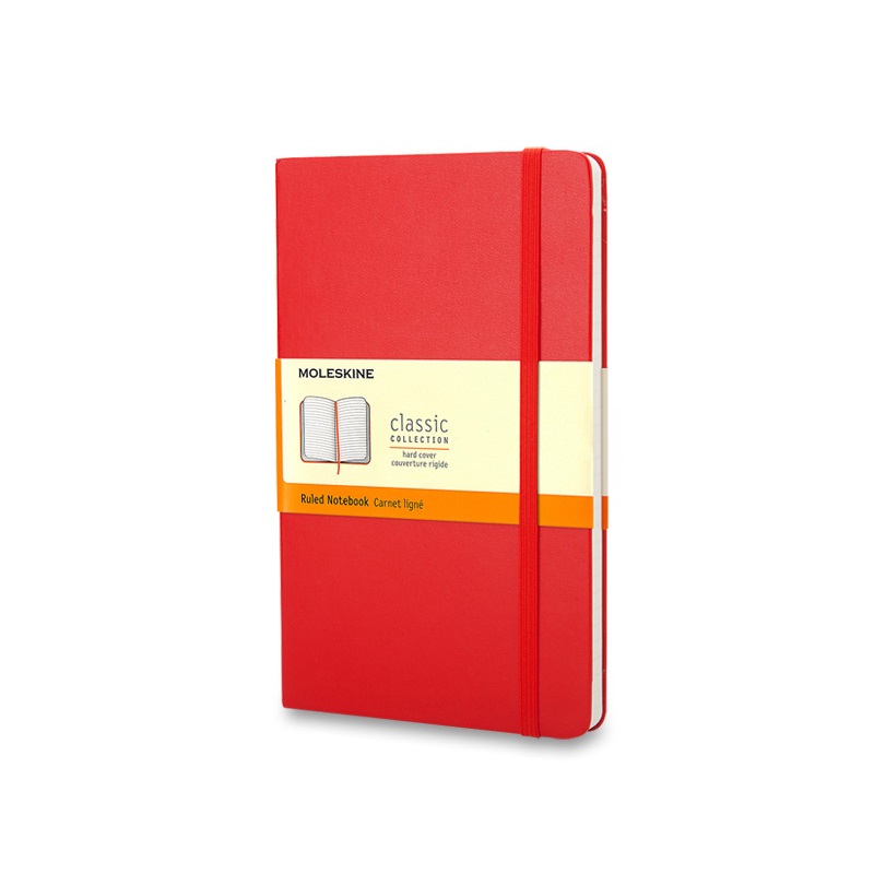 Skicář MOLESKINE tvrdý linkovaný červený S