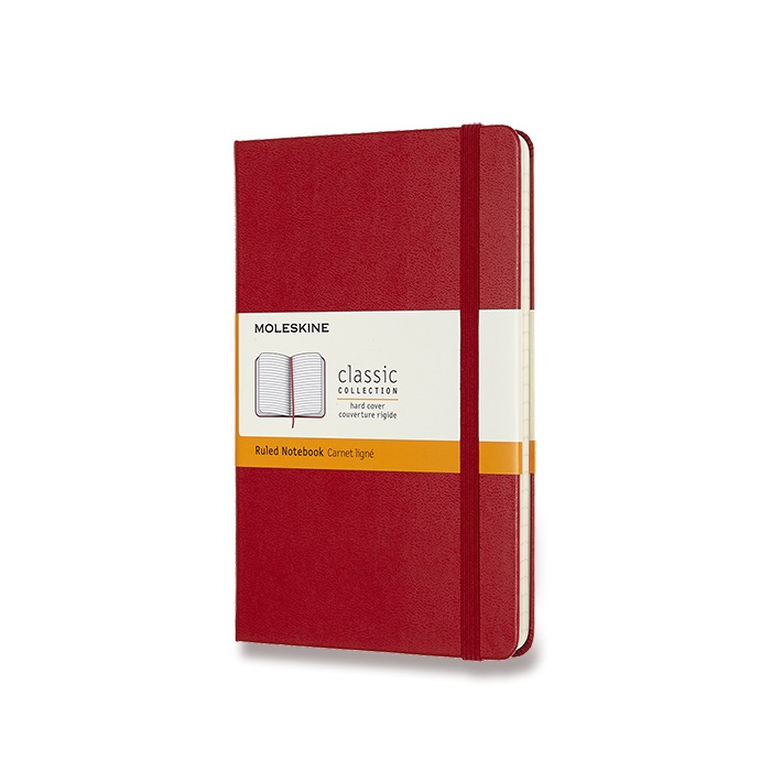 Skicář MOLESKINE tvrdý linkovaný červený M