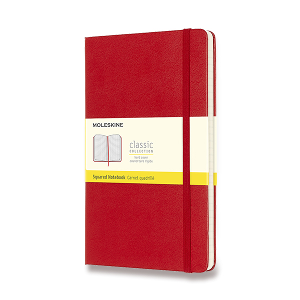 Skicář MOLESKINE tvrdý čtverečkovaný červený L
