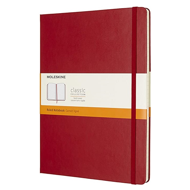 Skicář MOLESKINE tvrdý linkovaný červený XL
