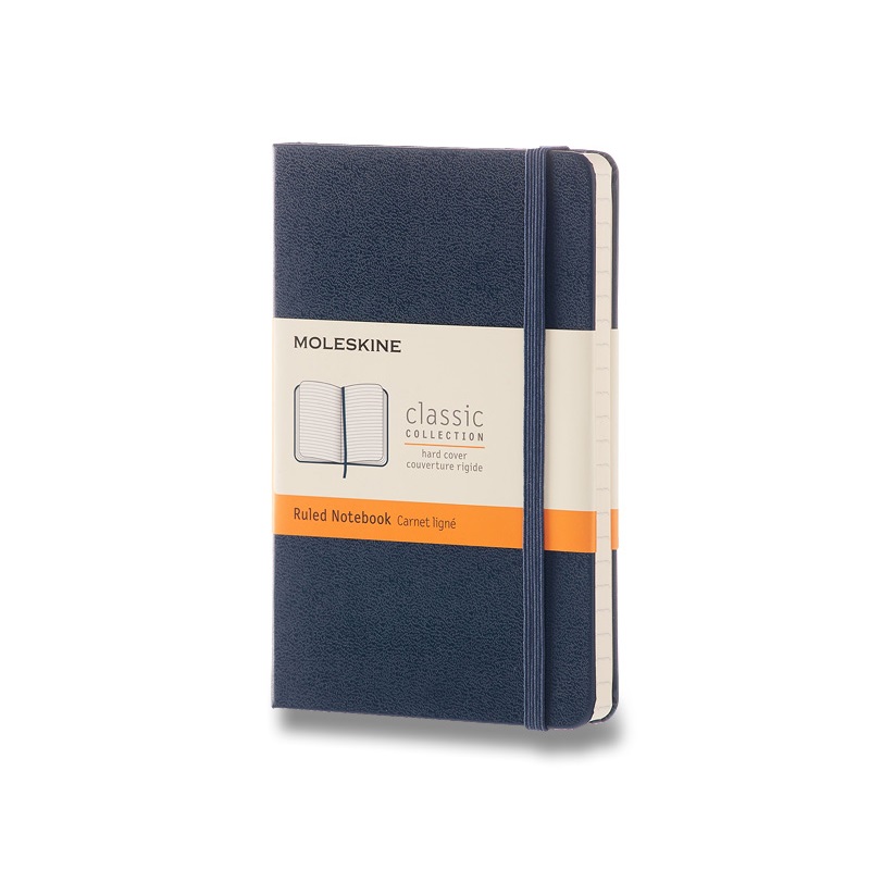 Skicář MOLESKINE tvrdý linkovaný modrý S