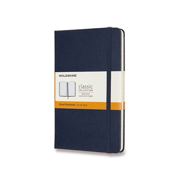 Skicář MOLESKINE tvrdý linkovaný modrý M