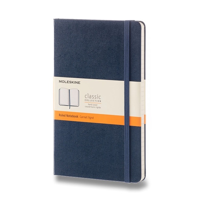 Skicář MOLESKINE tvrdý linkovaný modrý L