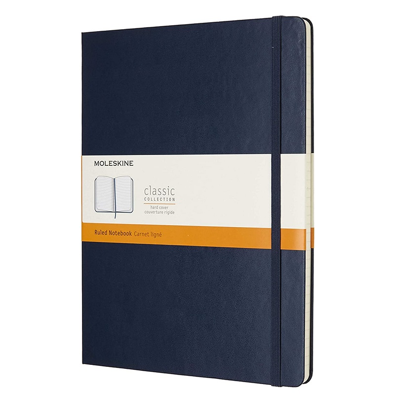 Skicář MOLESKINE tvrdý linkovaný modrý XL