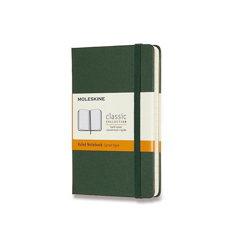 Skicář MOLESKINE tvrdý linkovaný tmavě zelený S