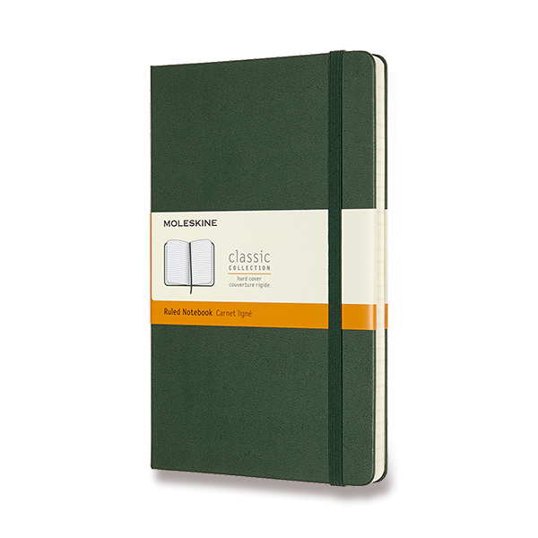 Skicář MOLESKINE tvrdý linkovaný tmavě zelený L