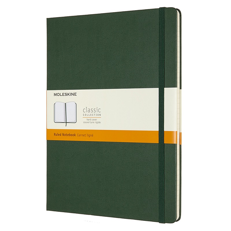 Skicář MOLESKINE tvrdý linkovaný tmavě zelený XL