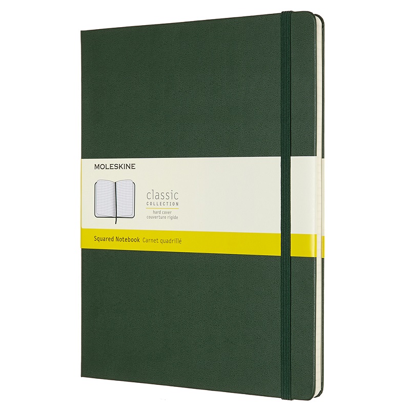Skicář MOLESKINE tvrdý čtverečkovaný tmavě zelený XL
