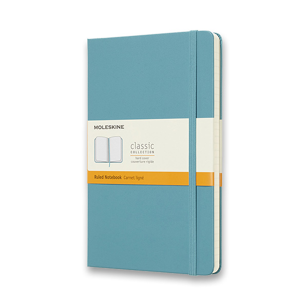 Skicář MOLESKINE tvrdý linkovaný tyrkysový L