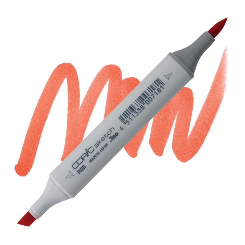 Lihová fixa COPIC Sketch oboustranná Brush & Chisel, R05 Salmon red