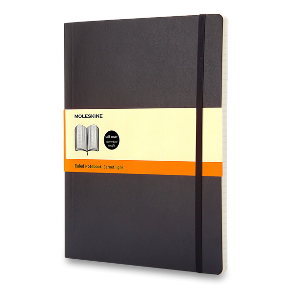 Skicář MOLESKINE měkký linkovaný černý XL