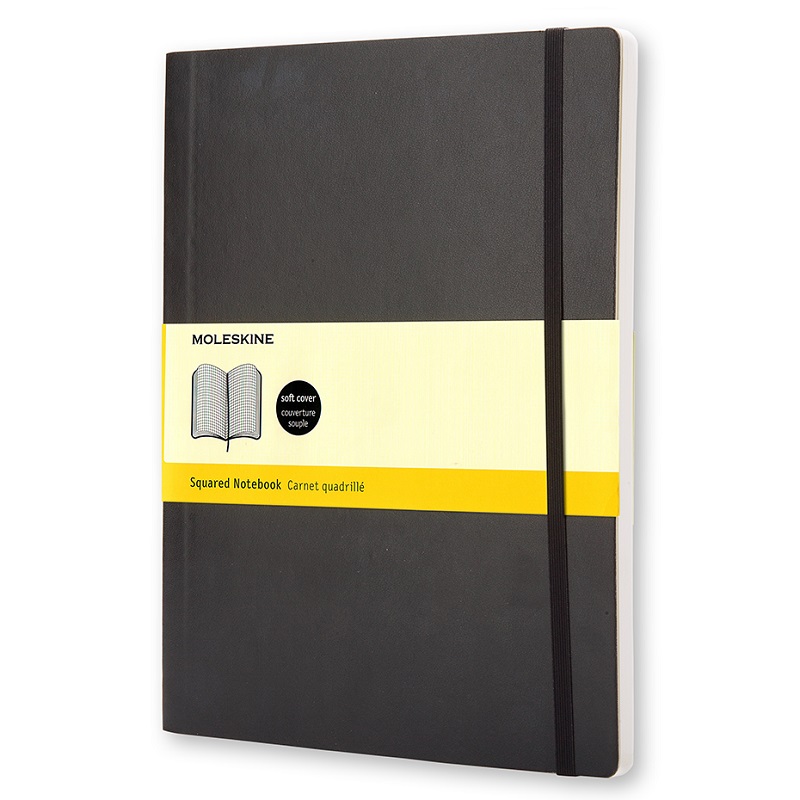 Skicář MOLESKINE měkký čtverečkovaný černý XL