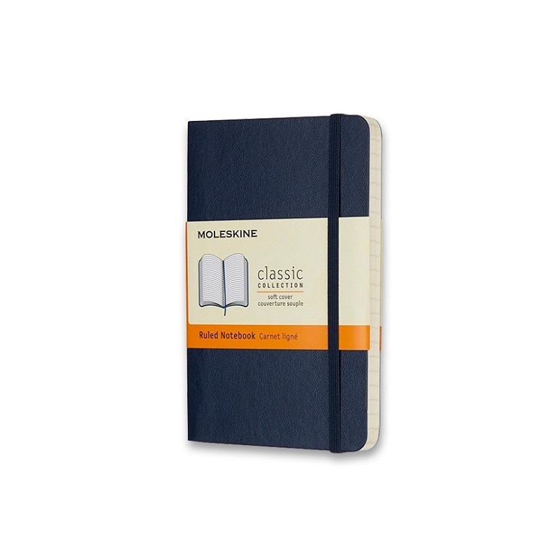 Skicář MOLESKINE měkký linkovaný modrý S
