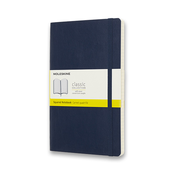 Skicář MOLESKINE měkký čtverečkovaný modrý L