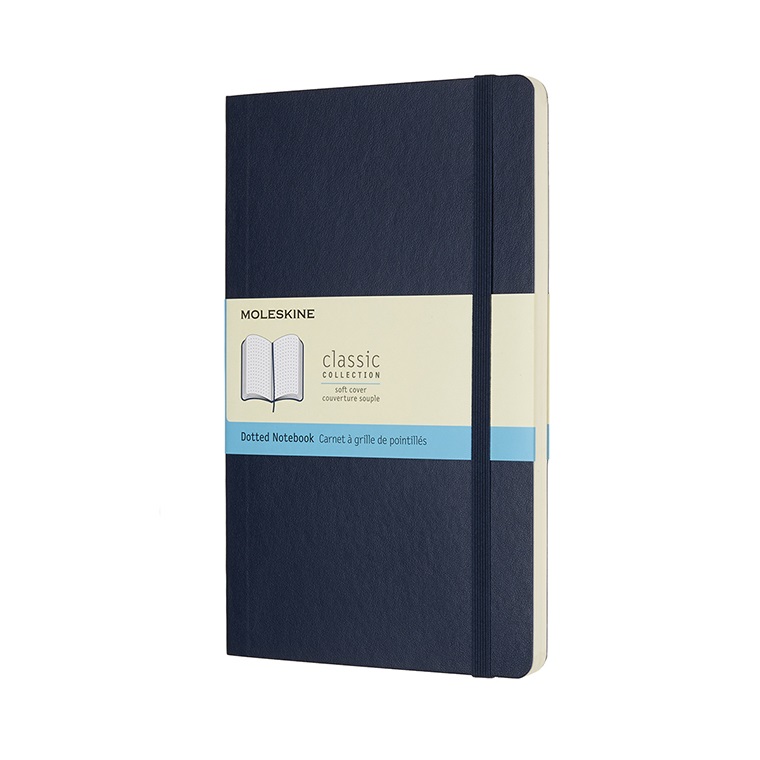 Skicář MOLESKINE měkký tečkovaný modrý L