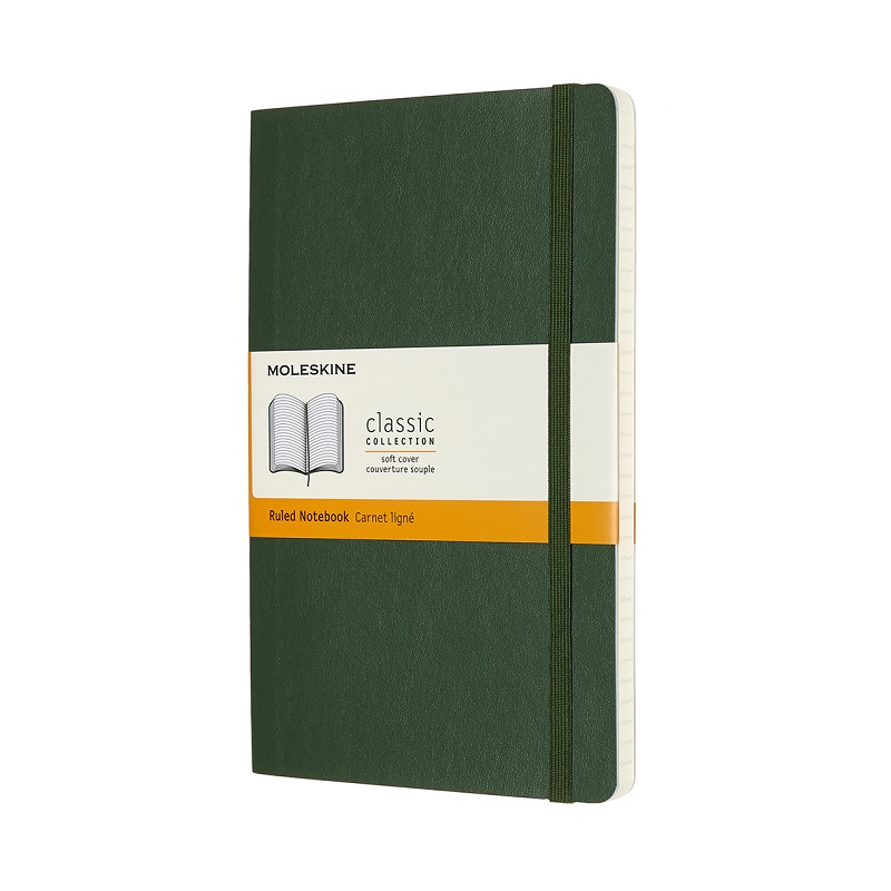 Skicář MOLESKINE měkký linkovaný tmavě zelený L