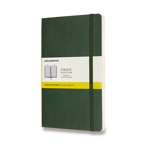 Skicář MOLESKINE měkký čtverečkovaný tmavě zelený L
