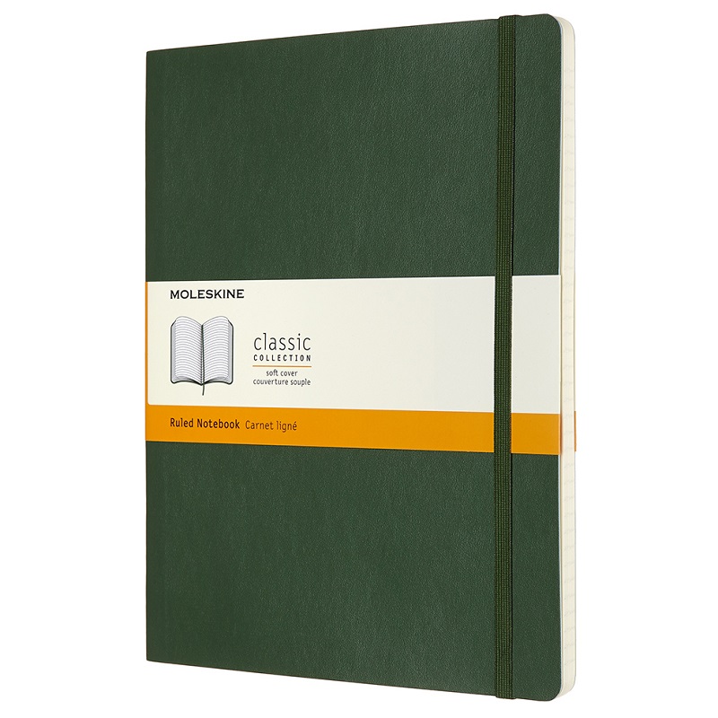 Skicář MOLESKINE měkký linkovaný tmavě zelený XL