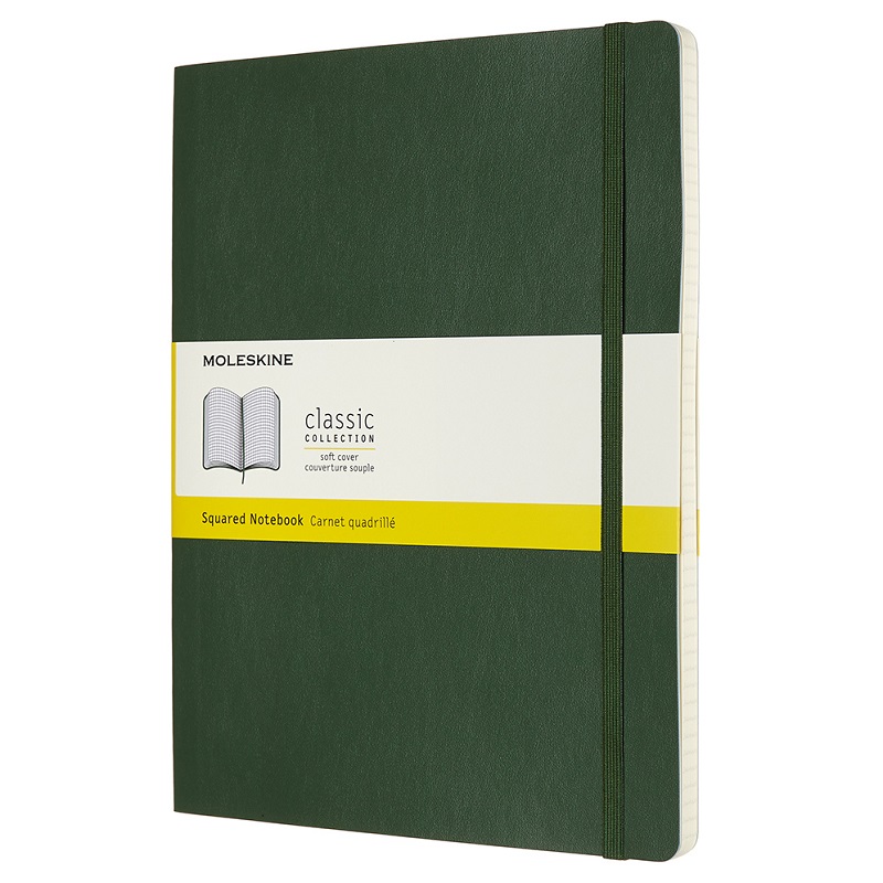 Skicář MOLESKINE měkký čtverečkovaný tmavě zelený XL
