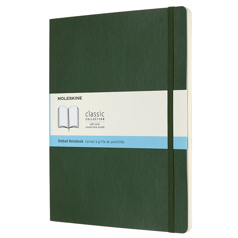 Skicář MOLESKINE měkký tečkovaný tmavě zelený XL