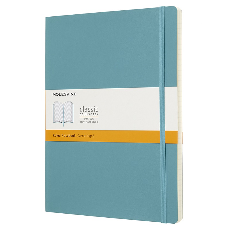 Skicář MOLESKINE měkký linkovaný tyrkysový XL