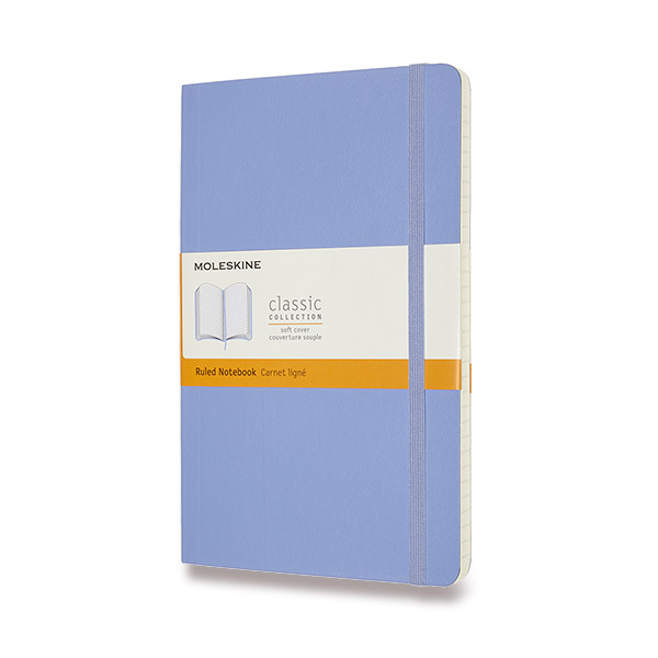 Skicář MOLESKINE měkký linkovaný nebesky modrý L