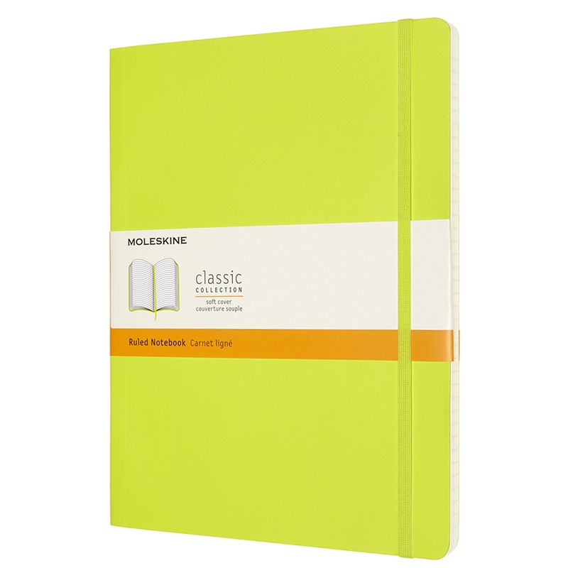 Skicář MOLESKINE měkký linkovaný limetka XL