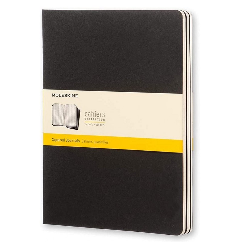 Sešity MOLESKINE 3ks čtverečkované černé XL