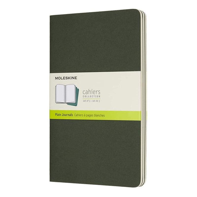 Sešity MOLESKINE 3ks čisté tmavě zelené L