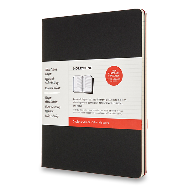 Sešity MOLESKINE 2ks Subject Cahier tvrdé čisté černé/vínové XL