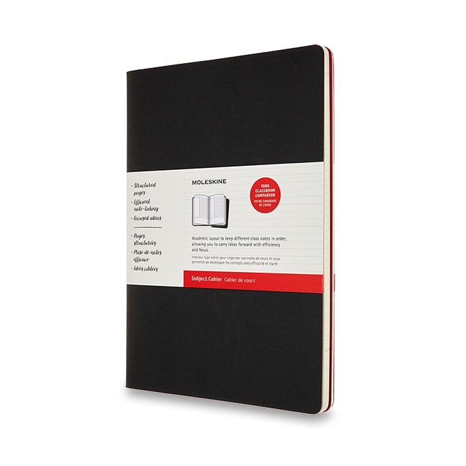 Sešity MOLESKINE 2ks Subject Cahier tvrdé čisté černé/vínové A4