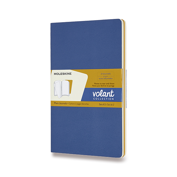 Sešity MOLESKINE 2ks Volant čisté modré/oranžové L