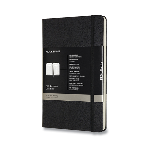 Zápisník MOLESKINE Professional tvrdý linkovaný černý L