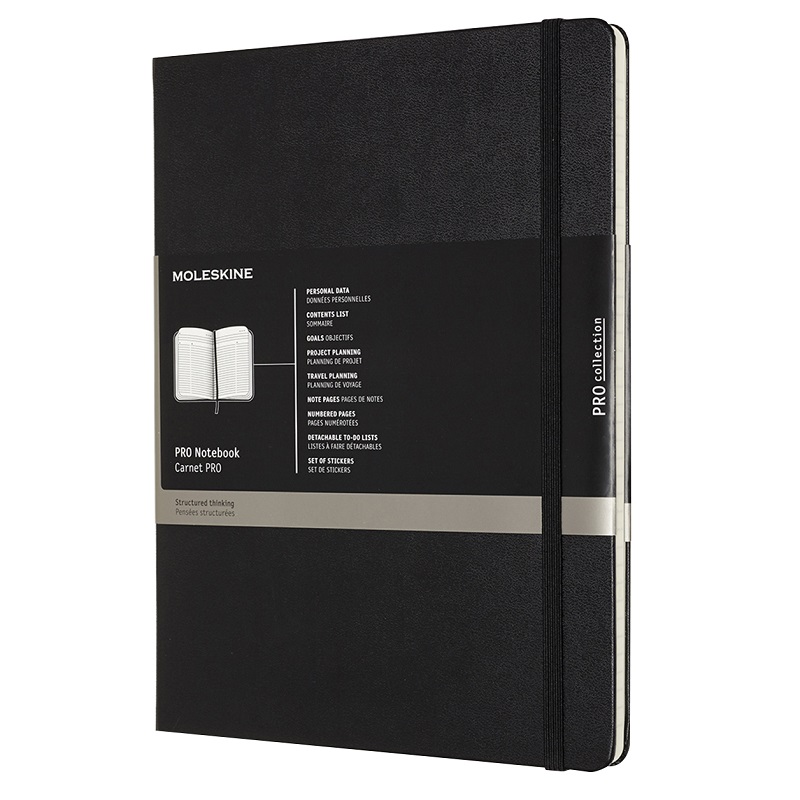 Zápisník MOLESKINE Professional tvrdý linkovaný černý XL