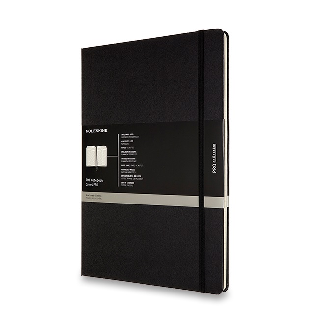 Zápisník MOLESKINE Professional tvrdý linkovaný černý XL